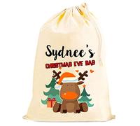 The Lazy Cow Personalised Christmas Eve gift bag SACK (Orange)