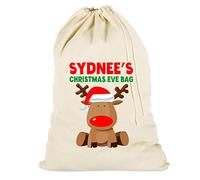 The Lazy Cow Personalised christmas eve sack - REINDEER with name above
