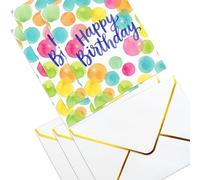 the lazy panda card company Set of 3 Premium Birthday Cards - Simple Colourful Designs with Red Gold Envelopes (3 White)