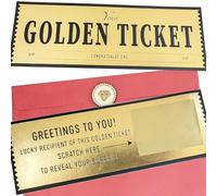 the lazy panda card company Set of Two Luxurious Scratch Off Golden Tickets - Real Gold Foil and Wooden Seals Great for a Birthday