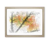The Leaf Of A Sycamore Tree Sketch Modern Art Framed Wall Art Print, Ready to Hang Picture for Living Room Bedroom Home Office Décor, Oak A3 (46 x 34 cm)
