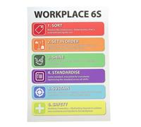 The Lean Warehouse 6S Poster - Workplace 5S Poster + Safety - Printed on tear resistant waterproof material (A4 (210 x 297mm))