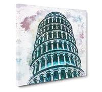 The Leaning Tower of Pisa in Italy Canvas Print | Gallery Wrapped 30mm Frame Wall Art | 14x14 inches | Ready to Hang | Abstract Cityscape Picture | Living Room Bedroom Lounge Office