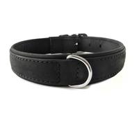 The Leather Dog Collar Boston Black/Black, Various Sizes, NEW