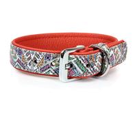 The Leather Dog Collar Casablanca Mosaic/Ruby Red, Various Sizes, NEW