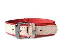 The Leather Dog Collar Firenze Rosy/Ruby Red, Various Sizes, NEW