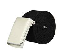 The Leather Emporium Mens Plain Black Webbing Canvas Belt 52 Inch with Silver Metal Buckle