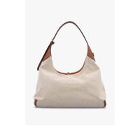 The Leather Trim Canvas Belted Beige Argan Oil Sack Bag - Tan Leather / One Size