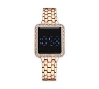 The LED Display Touchs Large Screen Ladies' Electronic Watches Watches Canvas Watch (Rose Gold, One Size)