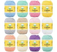 The Left Bridge 12 PCS 100% Pure Cotton Yarn Kit, Amigurumi Cotton DK Yarn for Crochet and Knitting, 8 Ply, Crochet Thread Set for Colorful Crafts, Wool for Knitting