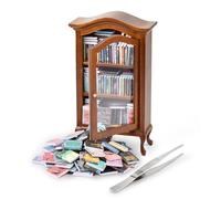 The Left Bridge Mini Bookcase, Anxiety Bookcase, Handmade Mini Bookcase with over 100 Unique Miniature Books, Small Miniature Bookcase, for Lovers of