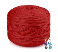 The Left Bridge Yarn for Crocheting Tote Bags, T Shirt Yarn, Elasticated Yarn for Bags and Bowls, Chunky Yarn for Beginners, 10-Old Glory Red