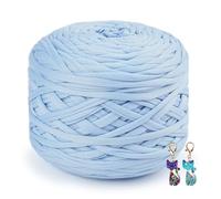 The Left Bridge Yarn for Crocheting Tote Bags, T Shirt Yarn, Elasticated Yarn for Bags and Bowls, Chunky Yarn for Beginners, 03-Sky Blue