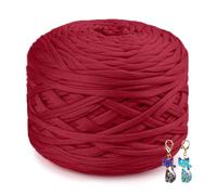 The Left Bridge Yarn for Crocheting Tote Bags, T Shirt Yarn, Elasticated Yarn for Bags and Bowls, Chunky Yarn for Beginners, 18-Wine