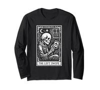 The Left Swipe Tarot Card Skeleton Dating Humor Design Long Sleeve T-Shirt