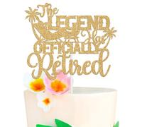 The Legend Has Retired Cake Topper, Officially Off the Clock, Office Coworker Goodbye Party/Going Away/Leaving Job/Happy Retirement Party Decorations Supplies, Gold Glitter