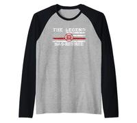 The Legend Has Retired Firefighter American Flag Emblem Art Raglan Baseball Tee