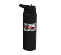 The Legend Has Retired Firefighter American Flag Emblem Art Stainless Steel Insulated Water Bottle