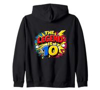 The Legend Is 10 Comic Book Pop Art Ten Year Old 10th Bday Zip Hoodie