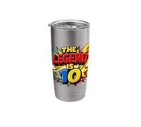 The Legend is 10 Comic Ten Year Old 10th Birthday Kids Stainless Steel Insulated Tumbler
