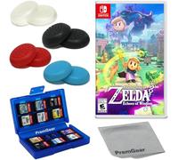 The Legend Of Zelda: Echoes Of Wisdom for Nintendo Switch (US Version), with PremGear Thumb Grips (8 pack - Black, Blue, Red & Clear), 24 Slot Game Card Holder & Cleaning Cloth