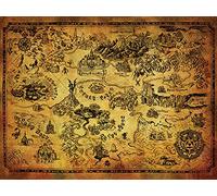 The Legend Of Zelda "Hyrule Map" Canvas Print, Cotton, Multi-Colour, 3.20 x 60.00 x 80.00 cm