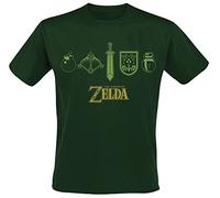 The Legend of Zelda Men's Icons Work Utility T-Shirt, Green, M
