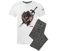The Legend of Zelda Pyjamas For Men | Adults Nintendo White T Shirt & Charcoal Lounge Pants Set | Wolf Link Gaming PJS Merchandise