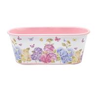 The Leonard Collection Butterfly Blossom Planter For Home & Office | Decorative Oval Flower Plant Pot | Designed By Jennifer Rose Gallery | Small Metal Planter For Indoor & Outdoor Plants