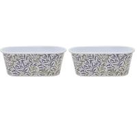 The Leonard Collection Willow Bough Planter For Home & Office | Decorative Oval Flower Plant Pot | Designed By William Morris | Small Metal Planter For Indoor & Outdoor Plants (Pack of 2)