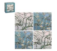 The Leonardo Collection Almond Blossom Cer Ceramic Coaster Set of 4 | Coasters Set For All Modern Kitchen & Offices | Designed By Vincent Van Gogh | Coasters For All Types of Cups & Mugs