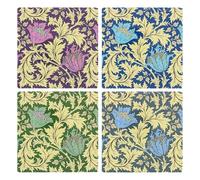 The Leonardo Collection Anemone Ceramic Coasters Set of 4 William Morris For Home & Office | Stylish Coaster For Tabletops & Dining Spaces | Durable & Decorative Home Accessories for Drinks & Tables