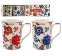 The Leonardo Collection Anthina Mugs Set of 2, Tea and Coffee Mugs for Hot Drinks | Fine China Printed Mugs for Kitchen & Home | Reusable Ceramic Cups for Every Occasion | Gifts for Women & Men