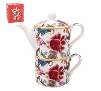 The Leonardo Collection Anthina Tea for One Set | Lovely Design Tea Pot & Cup Set | Ceramic Tea Pot Gift Set | Floral Print Tea Pot for Home & Office