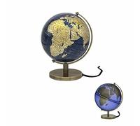 The Leonardo Collection Blue & Gold Light Up Rotating Globe, Perfect for The Home or Office, Gold, H34cm LP46195