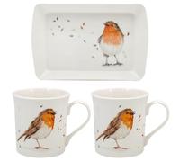 The Leonardo Collection British Birds By Clemency Bunn Robins Mug & Tray 300ml Fine China for Hot & Cold Drinks | Durable Tea Mugs for Home & Office | Lovely Coffee Mugs for Beverages & Daily Use