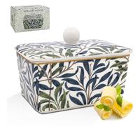Lesser & Pavey British Designed Ceramic Butter Dish with Lid | Large Butter Dish for All Types of Kitchens | Butter Dishes for All Sizes of Butter - William Morris, Willow Bough