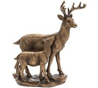 The Leonardo Collection Bronzed Deer & Fawn Figurine For Home & Office | Home Decor Ornaments Gift For Women & Men | Beautiful Figurine For Indoor & Outdoor | Living Room Decor Ornaments