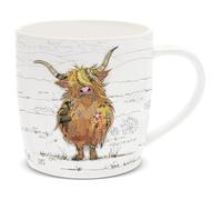 Lesser & Pavey British Designed Barrel Coffee Mug | Ceramic Coffee Mugs for Home or Work | Large Mugs for Hot Drinks | Hamish Hiighland Cow Tea and Coffee Cups - Bug Art