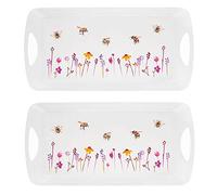 The Leonardo Collection Busy Bees Medium Tray Jennifer Rose Gallery For Kitchen & Home | Non Slip Serving Tray For Food | Serving Platter For Lunch & Dinner | Plastic Trays For Tea & Serving Dishes