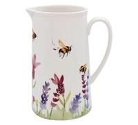 The Leonardo Collection Ceramic Jug Pitcher Lavender Bees Handpaint Floral Large Vase Fine China Decor