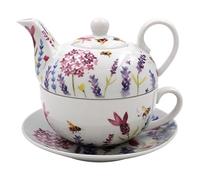 The Leonardo Collection Ceramic Tea for One Lavender Bees Handpainted Floral Large Fine China Porcelain