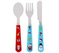 Lesser & Pavey Kids Christmas Cutlery Set - Knife, Fork, Spoon - 16cm - Santa, Snowman and Penguin Design - Perfect for Christmas Dinner, Xmas, Toddler, Children