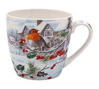 The Leonardo Collection Christmas Robins Breakfast Mug for Hot Drinks | Reusable Fine China Coffee Cups for Kitchen & Home | Printed Tea Mugs for Every Occasion | Durable Cup for All Type of Beverages