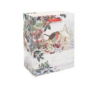 The Leonardo Collection Christmas Robins Gift Bag with Gift Tag Xmas Presents Traditional Medium