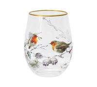 The Leonardo Collection Christmas Robins Stem Glass for Home & Restaurants | Stylish Glassware for All Type of Drinks | Lovely Tableware Drinking Glasses Gifts for Women & Men