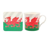 The Leonardo Collection Christmas Welsh Dragon Mug & Coaster Set for Hot & Cold Drinks | Durable Coffee Cups for Home & Office | Comfortable & Easy-to-Hold Coffee Mugs for Beverages & Daily Use