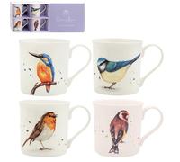 The Leonardo Collection Clemency Bunn Christmas British Birds Mugs Set 4 for Hot & Cold Drinks | Durable Coffee Cups for Home & Office | Easy-to-Hold Coffee Mugs for Beverages & Daily Use