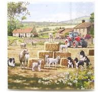 The Leonardo Collection Cockerel & Hen Napkins Pack of 20 | Table Napkins for Hotel, Restaurant, Event and Parties | Designed by Macneil Studios | Soft and Comfortable Reusable Fabric Napkins