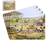The Leonardo Collection Collie & Sheep Table Place Mats Set of 4 | Non Slip Washable Table Mats For Dining | Designed By Macneil Studios | Set of 4 Printed Designer Placemats
